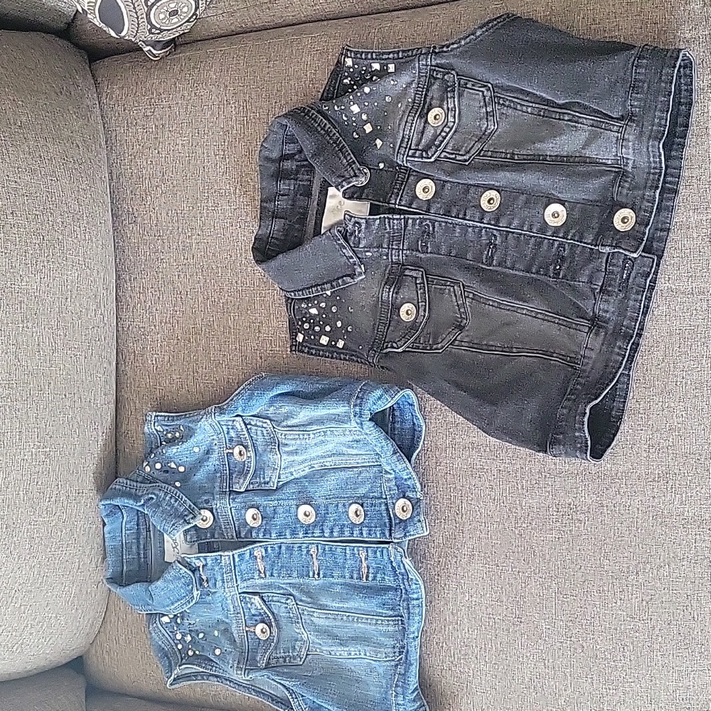 2 Justice Jeweled Denim Vests girls size 10
